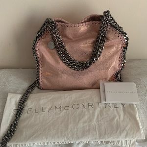 Authentic Stella McCartney Pink Glisten  Mini Falabella Fold Over Tote